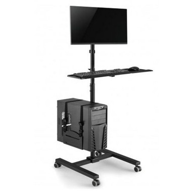 MACLEAN Mobilna računalna postaja MC-793, na kotačima, za ekrane 17"-32", max. 20 kg